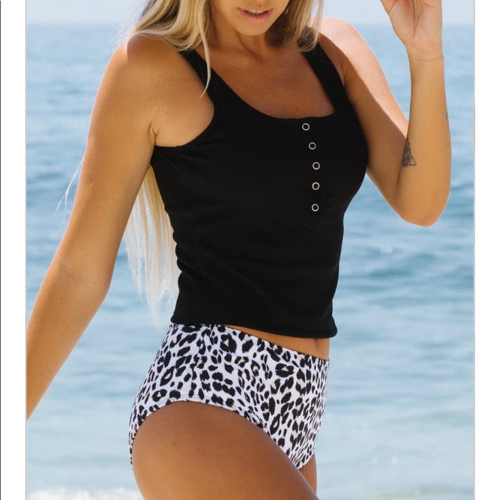 Leopard Print Scoop Neck Tankini